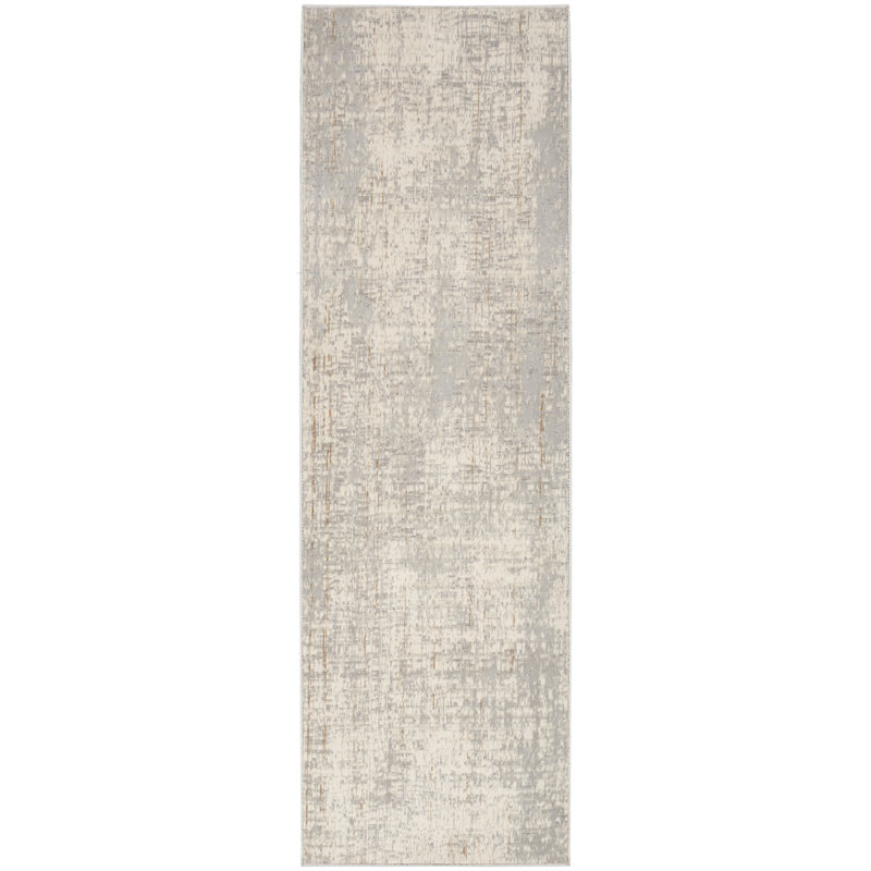 Tapis beige en polyester tissé à la machine, Tapis de couloir 2 pi 3 po x 7 pi 3 po