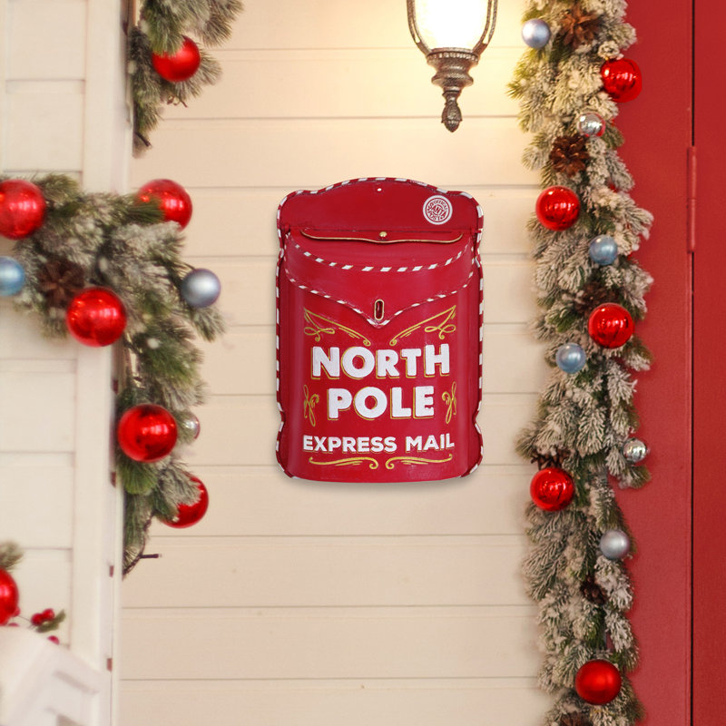  Boîte aux lettres de Noël pour la décoration extérieure, lettre au Père Noël pour la décoration de Noël extérieure, Rouge