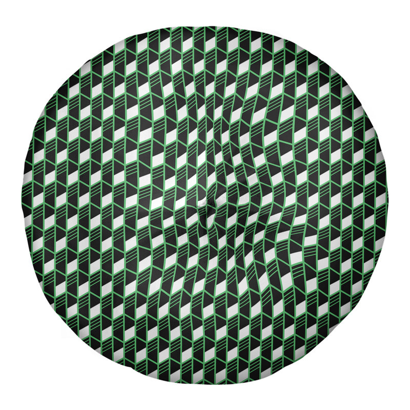 Coussin de sol géométrique Katelyn Elizabeth, 26 po x 26 po, Vert / Noir
