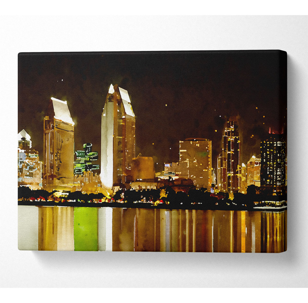 Goldene Lichter von Hongkong - Kunstdrucke auf Leinwand - Wrapped Canvas