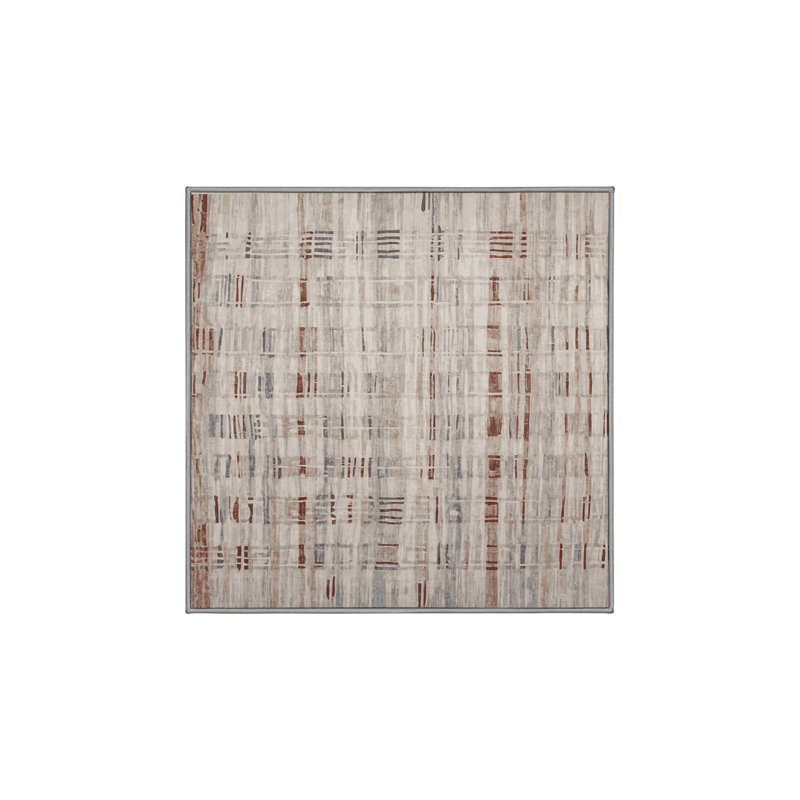 Machine Washable Gray Area Rug, Square 7'