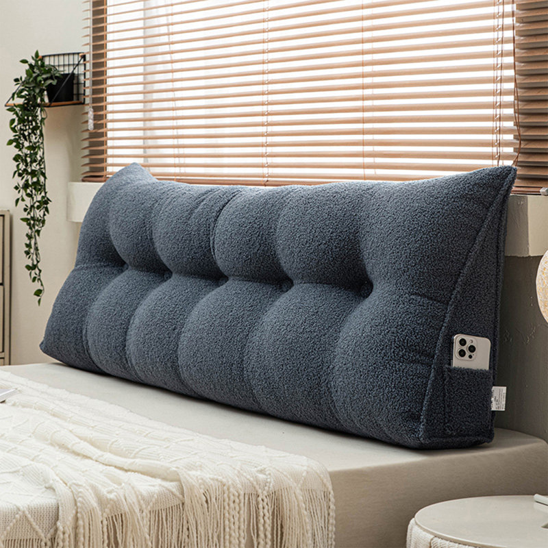 Coussin de tête de lit triangulaire, H 19,7 po x l 78 po, Bleu