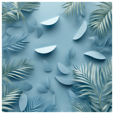 Blue Palm Leaves Wall Tapestry - Leaves Wall Decor