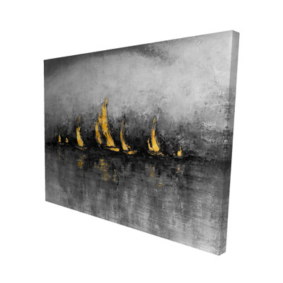 Gold Sailboats - Abstract Canvas Art for Home Decor