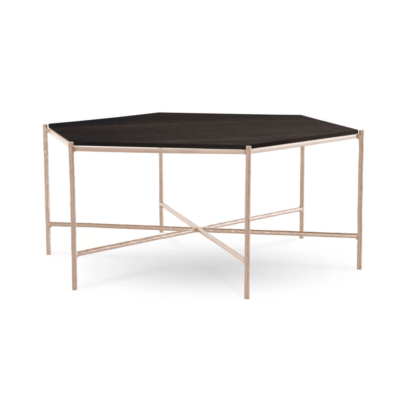 Athena Glass Top Coffee Table, Raven, Argento Antico, Maple
