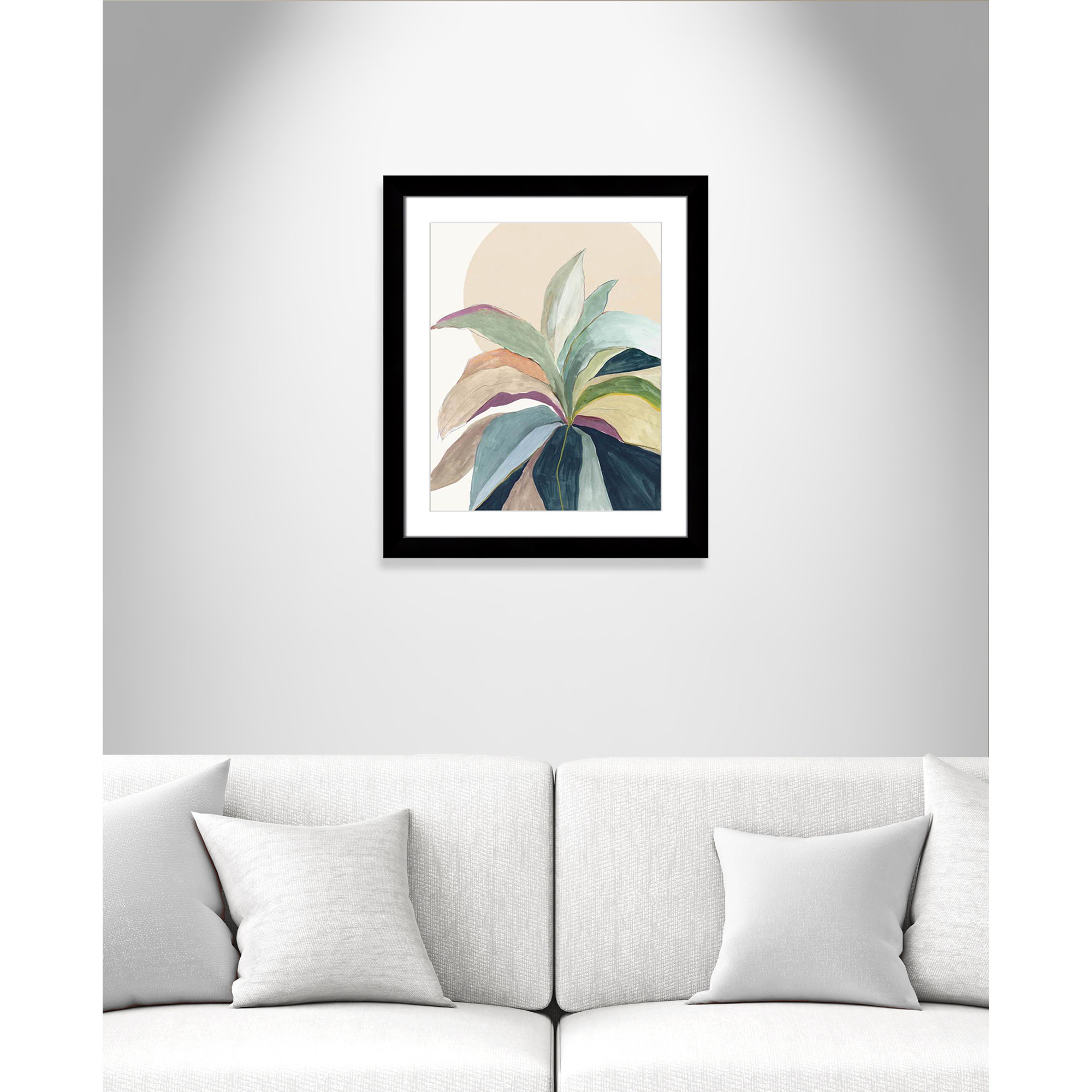 Sherbrooke Sunny Bright Leaves II Framed On Paper by Asia Jensen Print, Black Cube Frame Matted, 27" H x 23" W x 1.25" D  