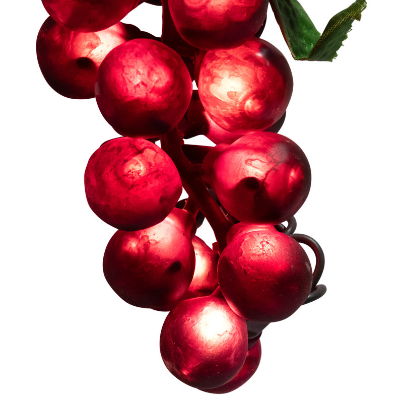 5-Count Red and Green Grape Cluster String Light Set 8ft Brown Wire