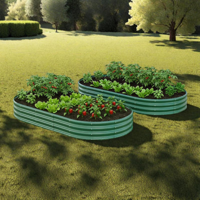 Ensemble de lit de jardin surélevé galvanisé 2 pièces, boîtes à fleurs en métal 6 x 3 x 1 pi pour légumes, herbes et fleurs