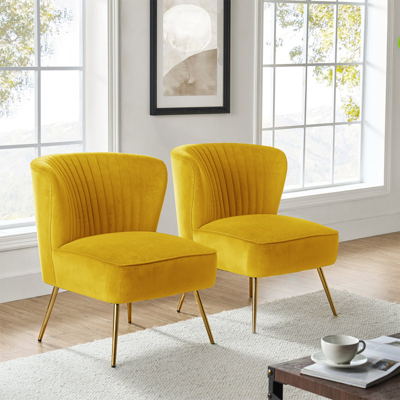 Fauteuil d'appoint Euclid, Velours jaune