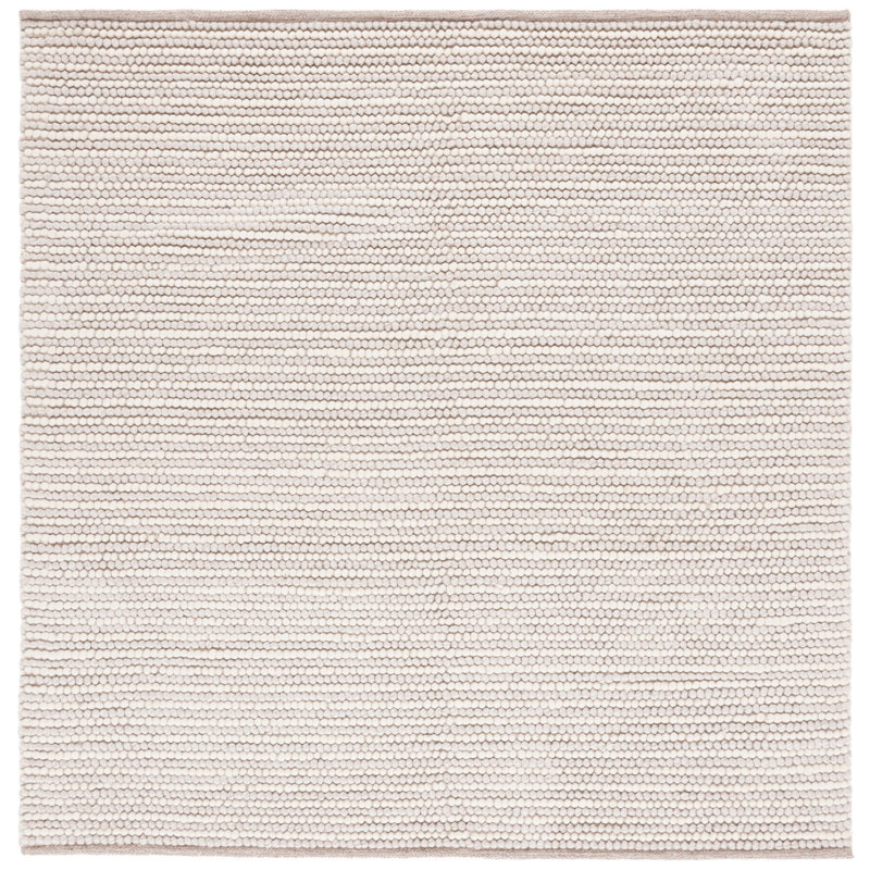 Tapis ivoire / beige fait à la main Charvik, Carré 7 pi