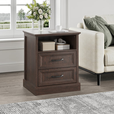 Table de chevet Farmhouse avec 2 tiroirs, petite table de chevet en bois pour commode de chambre à coucher et de salon