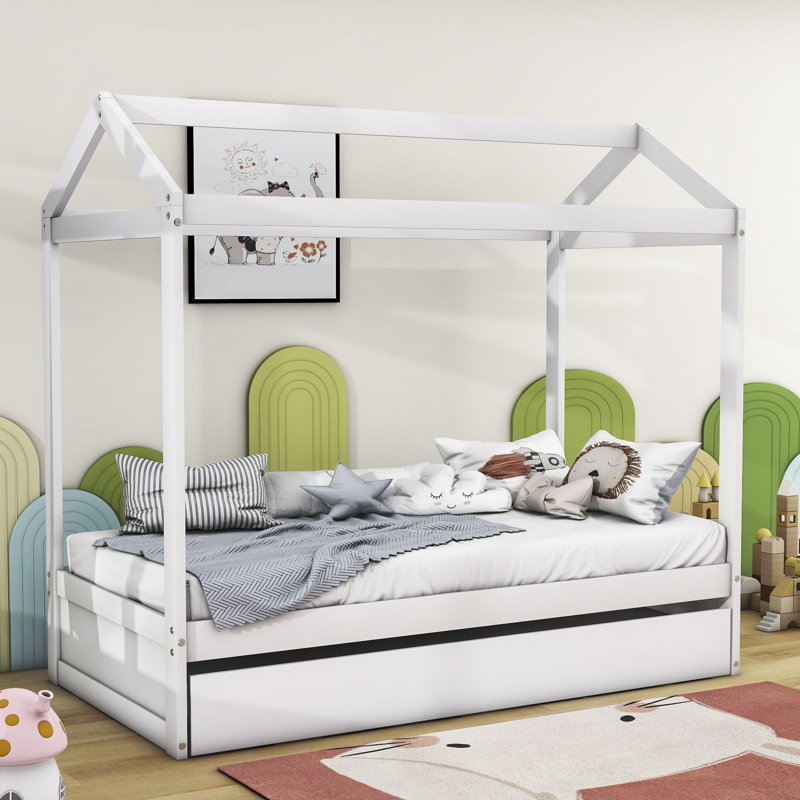 Lit simple en bois avec lit gigogne