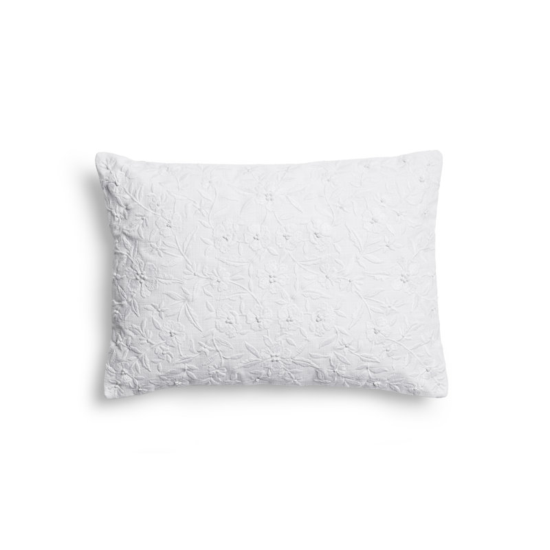 Wildflowers Embroidered Dec Pillow, White