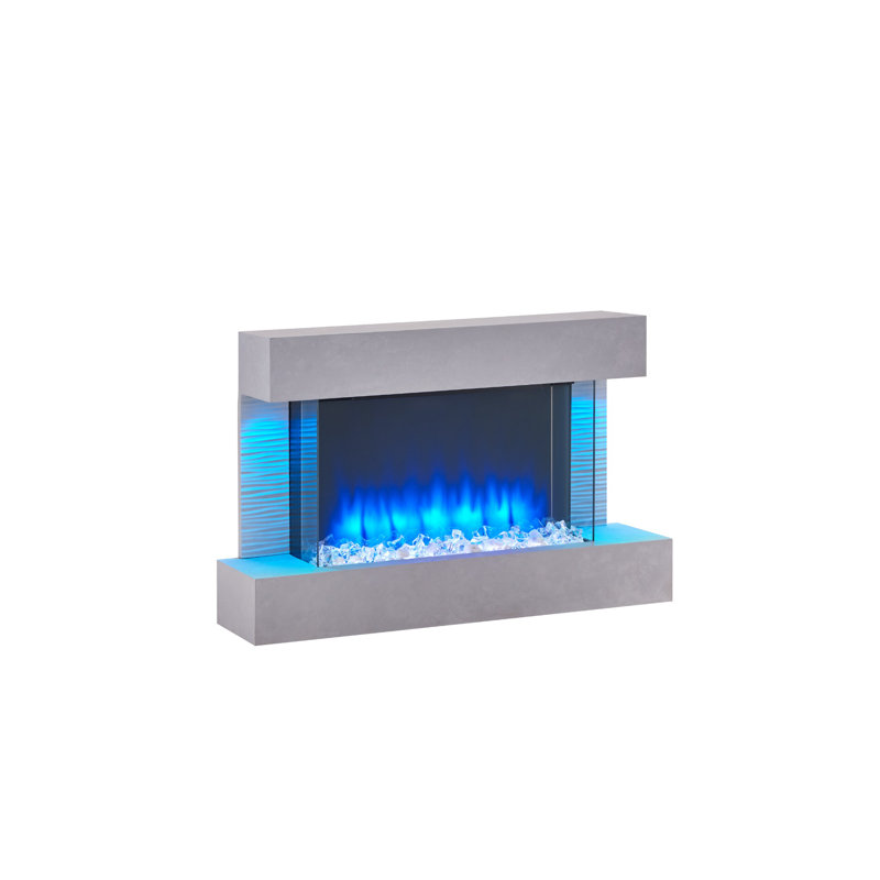KINGSTON FLAMME Electric Fireplace with, Cement Grey, 60cm H x 99cm W x 25cm D