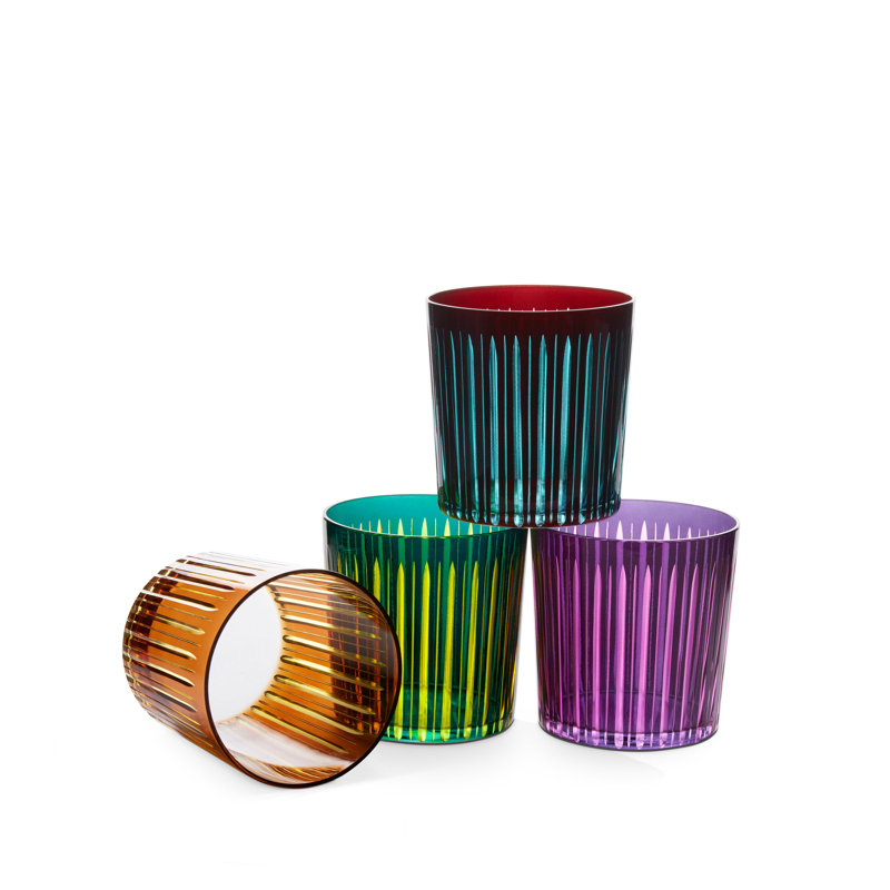 Prism Double Old Fashioned Glasses, Purple/Green/Bordeaux, 13 oz.