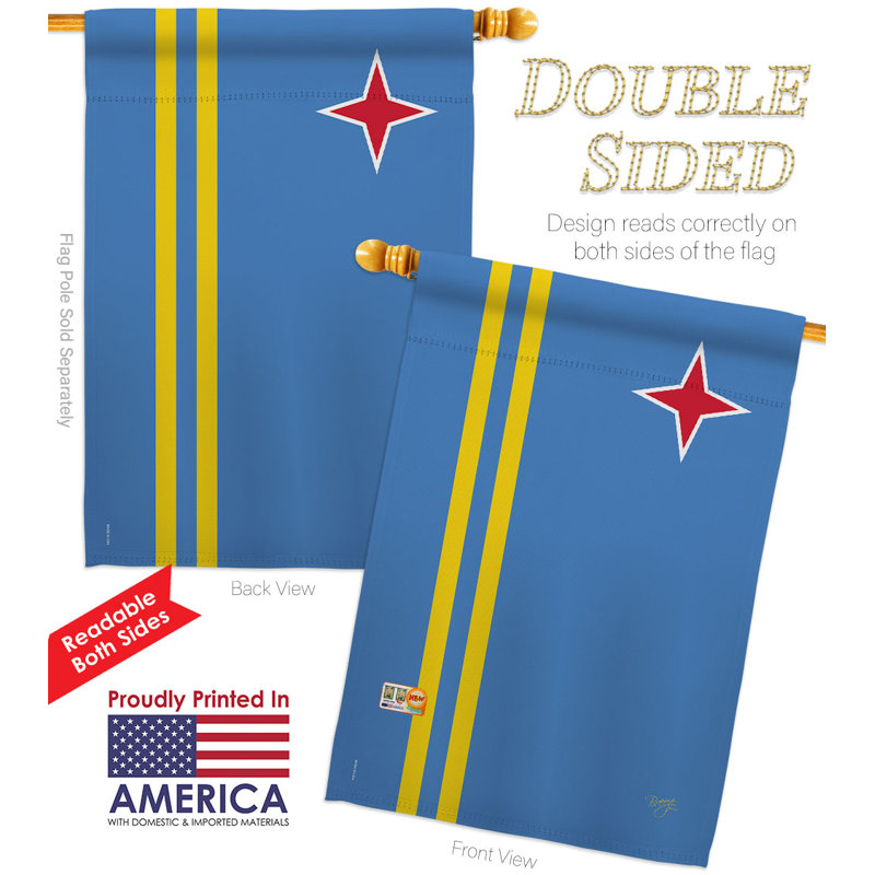 Drapeau de maison en polyester 3 faces 3 pi 3 po x 2 pi 3 pi Aruba