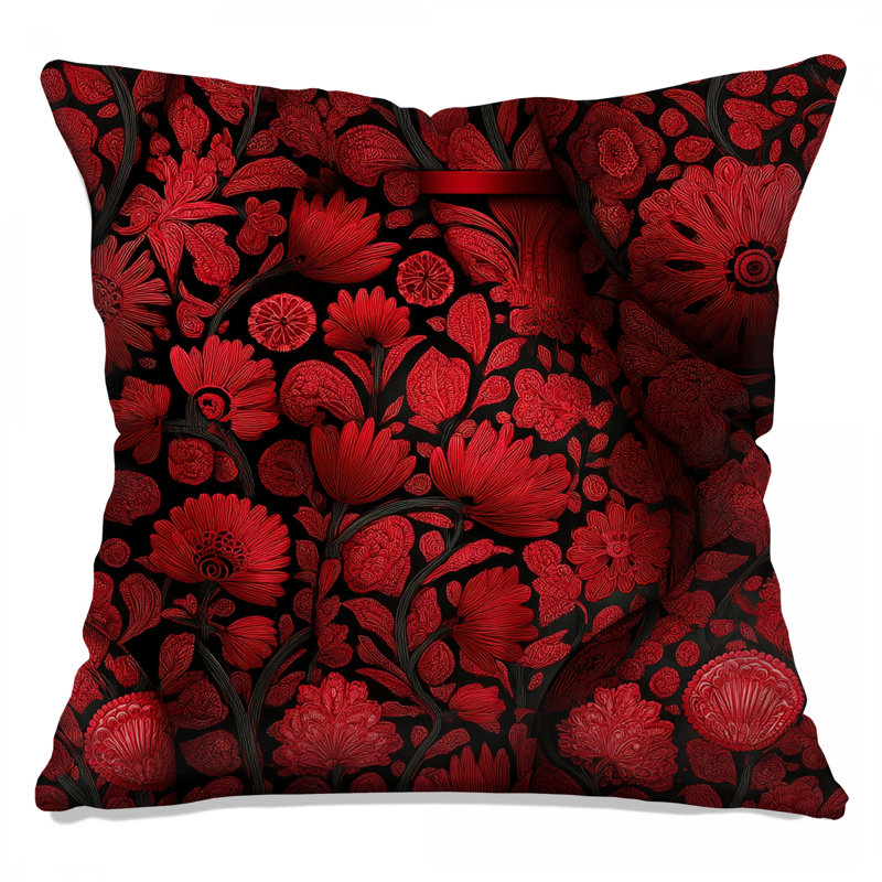 Coussin Red Flowers, 26 x 26 inches