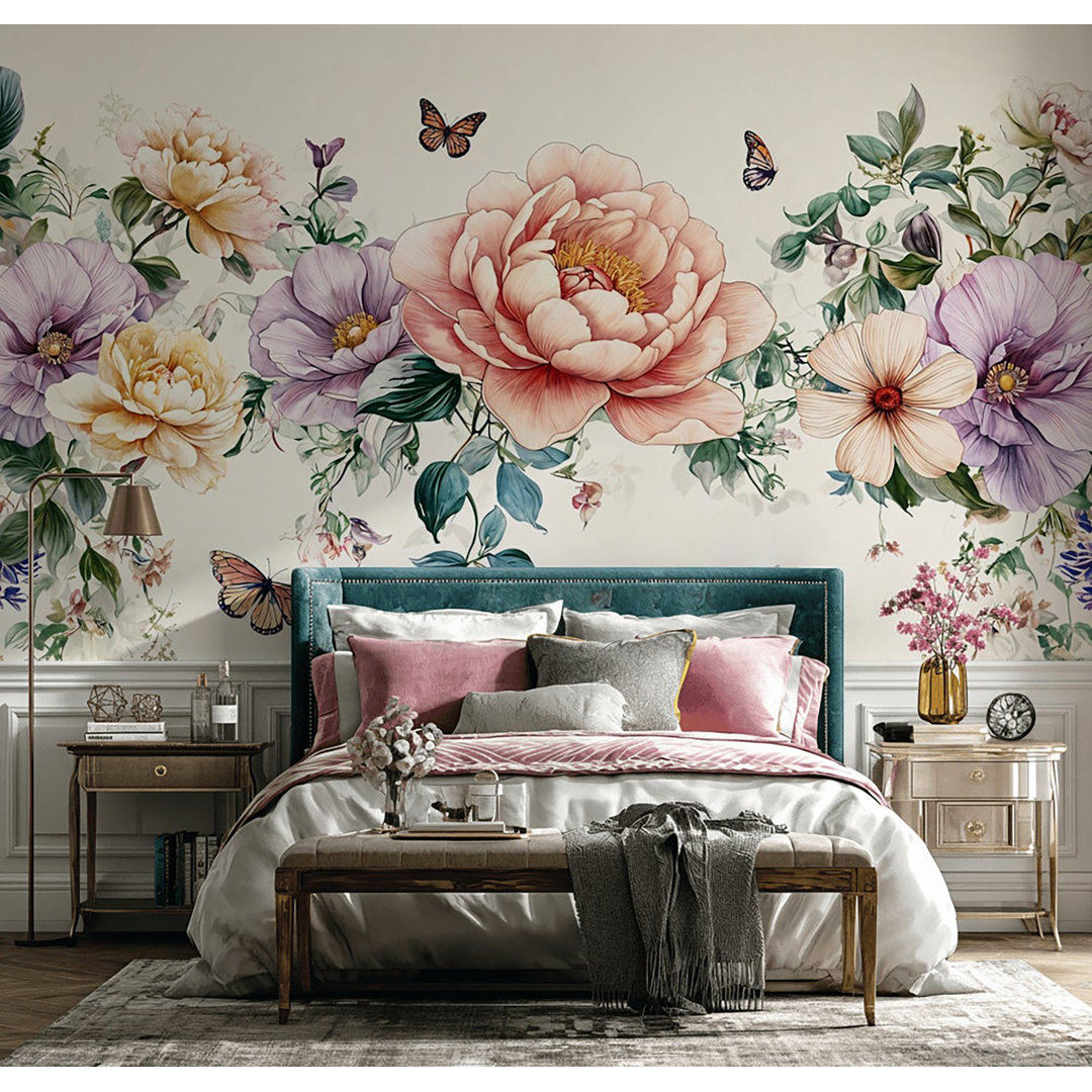 Elijsha Floral Wall Mural Wildon Home® 