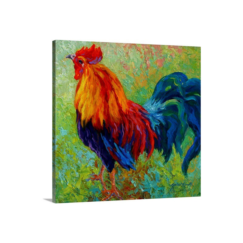 " Band Of Gold Rooster ", 16" H x 16" W x 1.25" D, Wrapped Canvas