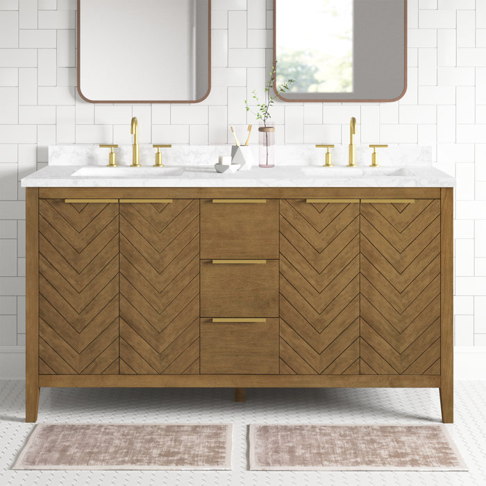 Wade Logan® Ashirah 60'' Free Standing Double Bathroom Vanity with ...