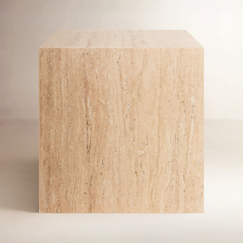 Bolzano Stone End Table, Travertine