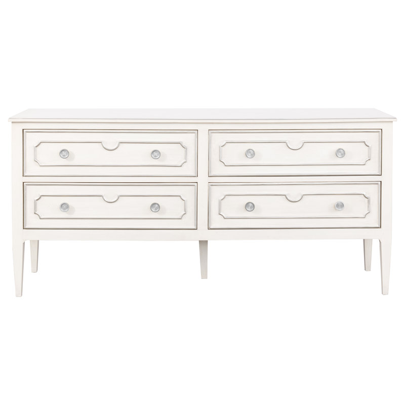 Camille 4 Drawer 72" W Double Dresser, Linen/Pewter
