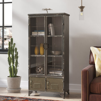 Metal Cabinet w 2 Shelves and 4 Doors