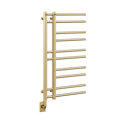 19.5"x37" Ortona Wall Mounted Electric Plug-In Towel Warmer - Brushed Gold, Fluid Filled, Unique Design, Lifetime Warranty