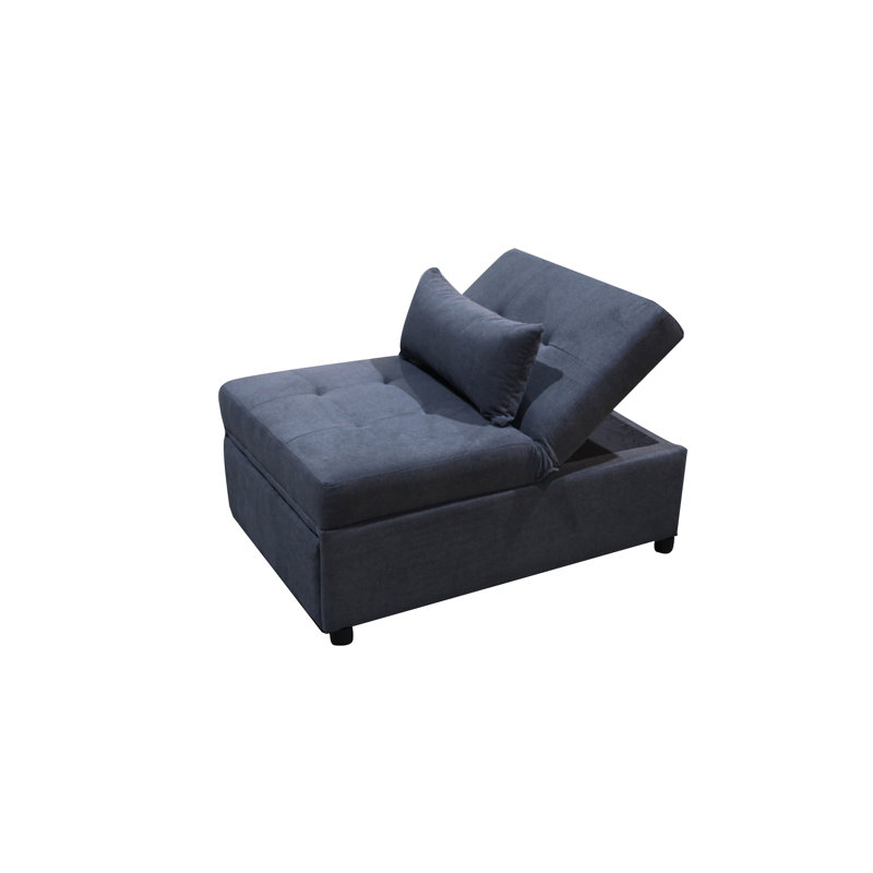 Pouf en velours 70,90 po de largeur, Tissu gris foncé