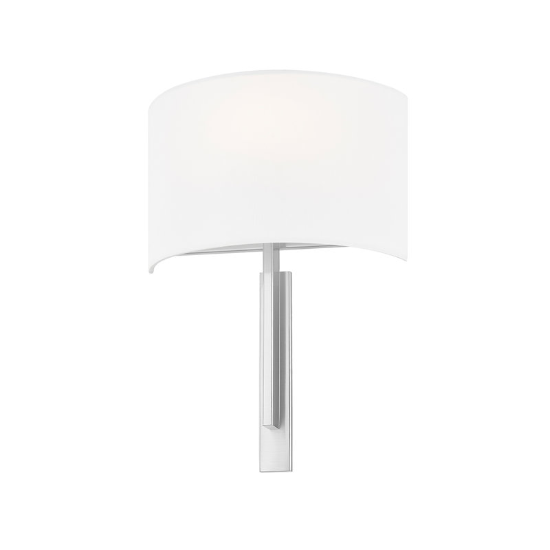 Textile - Hamilton ADA 1-Light Wall Sconce White Linen Fabric Shade, Brushed Nickel