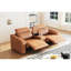 3 modulaires en cuir brun, canapé modulaire confortable avec fauteuil inclinable électrique et 2 porte-gobelets, style moderne pour les petits espaces, système de bureau respirant et convenant au rangement-133534455-133534460