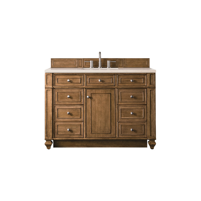 Bristol 48'' W Single Vanity, Carrara White, Saddle Brown, 8" Widespread