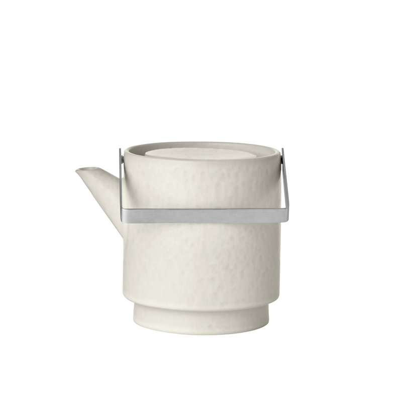 MAKOTO Japanese Style Stoneware Teapot with Strainer, Moonbeam (beige)