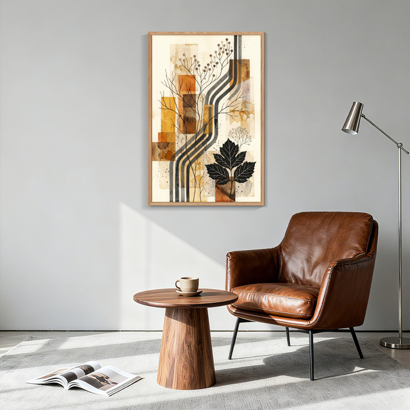 Abstrait art botanique sur toile, ensemble de 1, Naturel, H 48 po x l 32 po