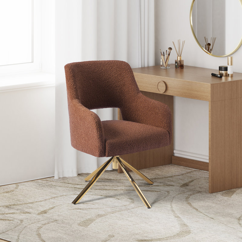 Fauteuil pivotant de 23,6 po Breann, Mélange de polyester rouille et orange