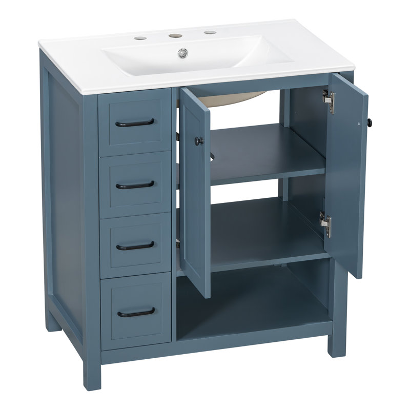 Meuble-lavabo 30 po avec comptoir d'évier, Bleu