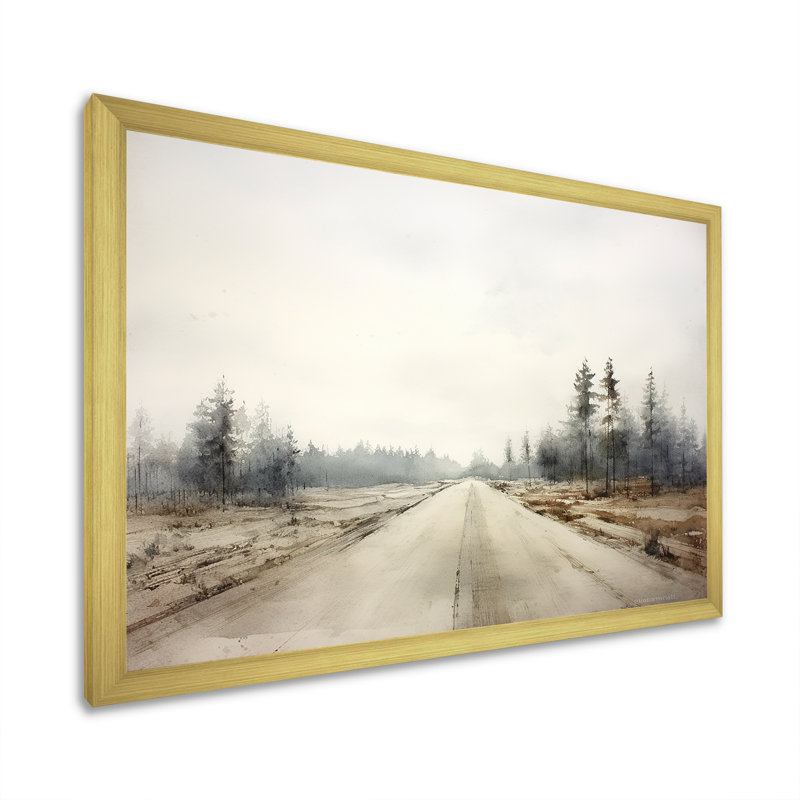 Moody Highway Road, paysage sur toile, H 24 po x l 32 po x P 1 po, Cadre doré simple