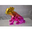 Statue de bouledogue Gorch avec lunettes de soleil en résine rose et dorée, taille: 17 po x 9 po x H 13 po
