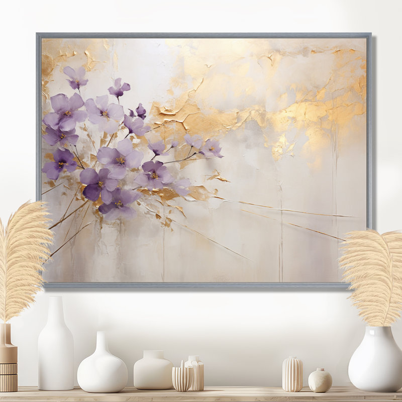 Décoration violette et mauve mauve mauve III - Décoration murale violettes, 16" H x 32" W, Encadrement argenté