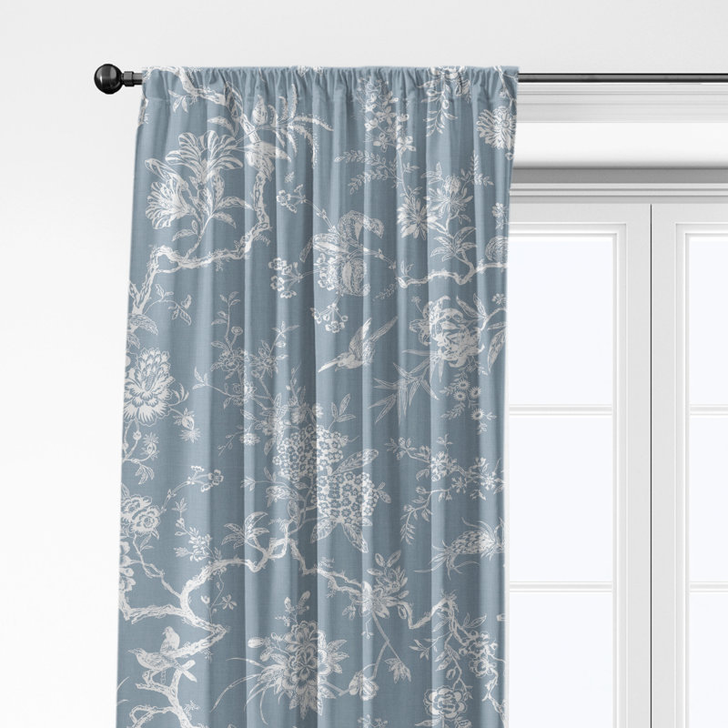 Elwood Cornflower Cotton Simple Top Pocket Drapery Panel Set of 2, 50" W x 144" L