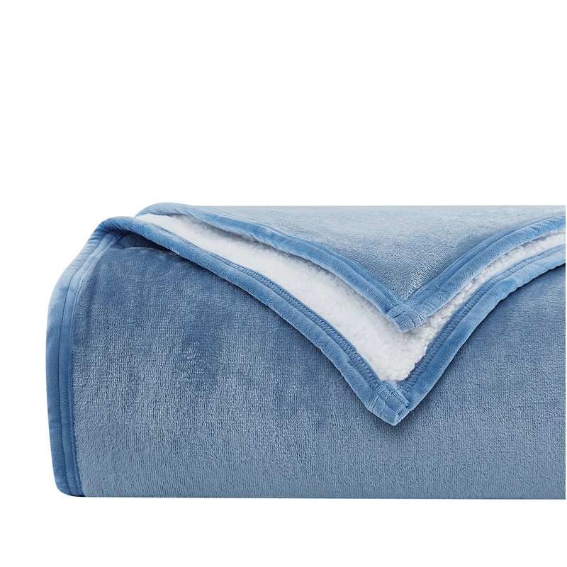 Southshore Fine Linens Oversized warm and cozy Sherpa Fleece Blanket and throws, Throw, Blue