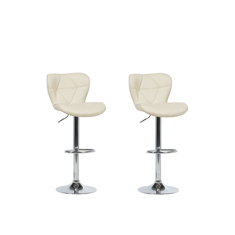 Kukkapalli Swivel Upholstered Adjustable Height Counter Stool with Metal Frame, Beige