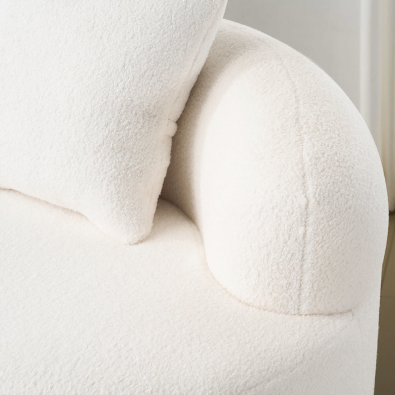 Siège courbé crème à 2 places avec accoudoir rond, idéal pour les salons et les chambres à coucher principaux, sans assemblage, rembourrage en éponge à haute densité de sièges confortables dans les petites pièces, ressorts au design minimaliste