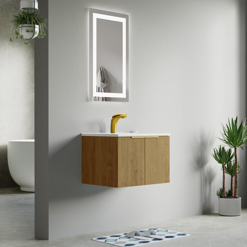 24" Single Vanity Set, Base, Ceramic Top, Natural
