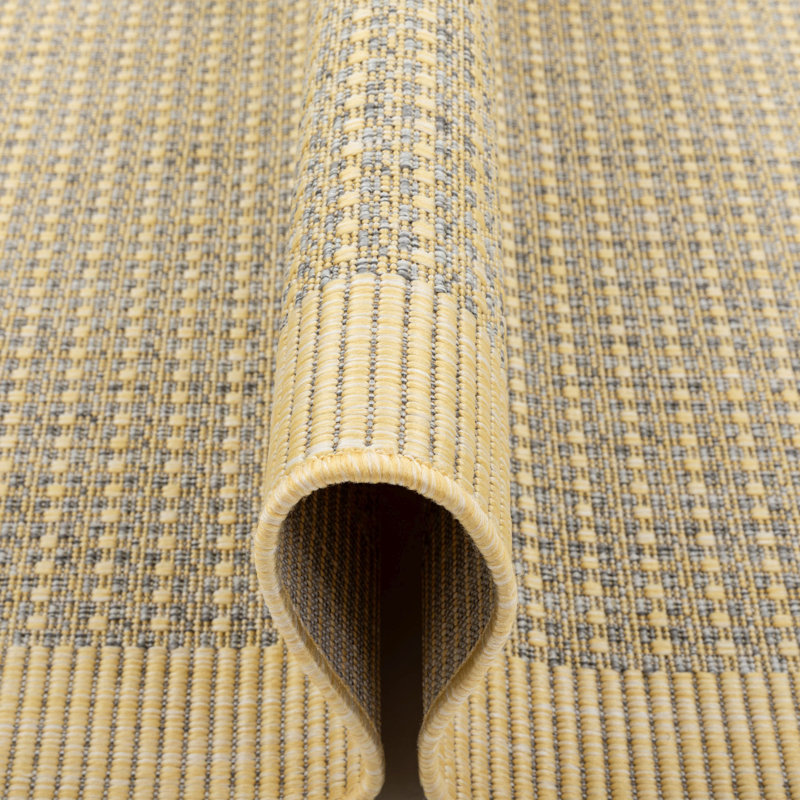 Tapis jaune tissé à plat Marshanna Odin, Rectangle 5 pi 3 po x 7 pi 3 po