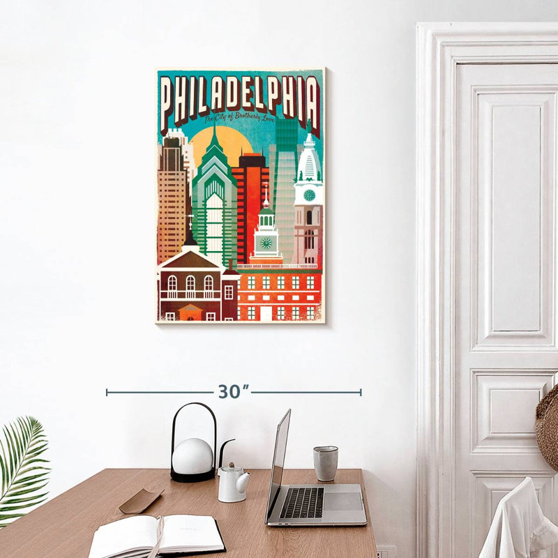 «Philadelphia Brotherly Love» sur impression sur toile, H 30 po x l 20 po x P 1,25 po