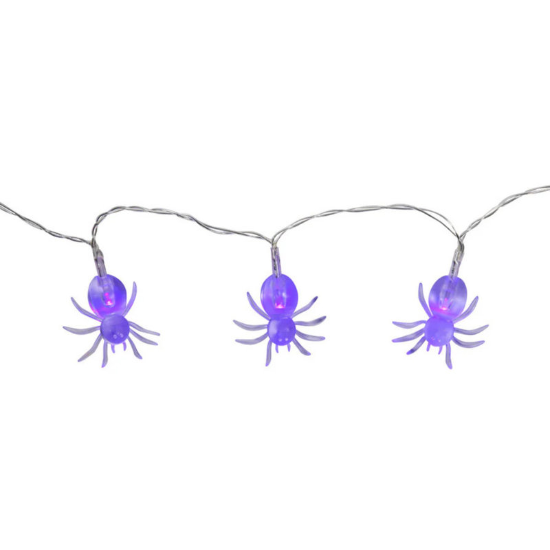 Ensemble de 3 guirlandes lumineuses à DEL 10 lumières araignées mauves - fil transparent de 3 pi