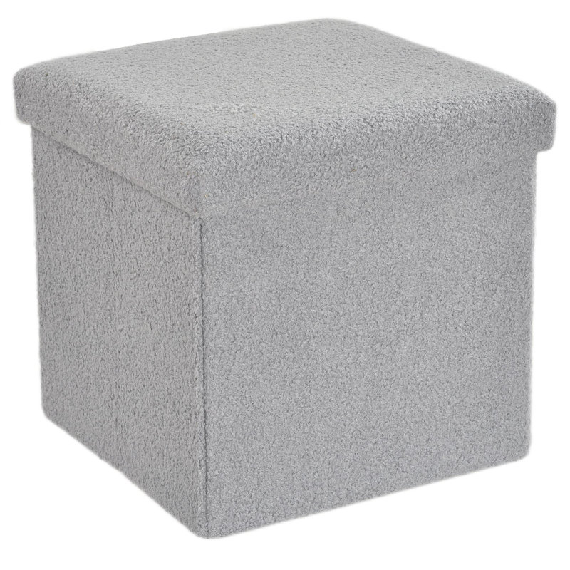 38 FOLDABLE BOUCLE STORAGE BOX, Silver, 38cm H x 40cm W x 6cm D
