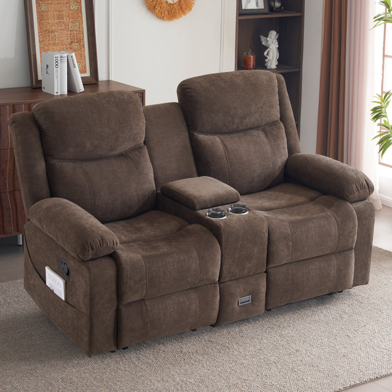 Causeuse inclinable avec massage et chauffage - Causeuse inclinable manuelle avec console pour salon, bureau, cinéma maison
