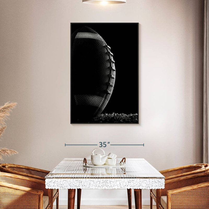 Football monochrome, 31 po x 46 po, Cadre flottant noir